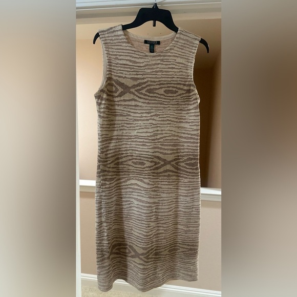 Lauren Ralph Lauren Dresses & Skirts - Women’s Lauren Ralph‎ Lauren Tan Cream Textured Sleeveless Linen Blend Dress M.